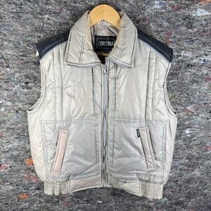 Cortina‎ Vest Mens Medium Gray Puffer Nylon Quilted Zip Up Outdoor Vintage Style